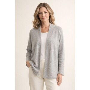 Charter Club Cashmere‎ Cardigan Gray Open Front Womens Small Soft Luxury Sweater